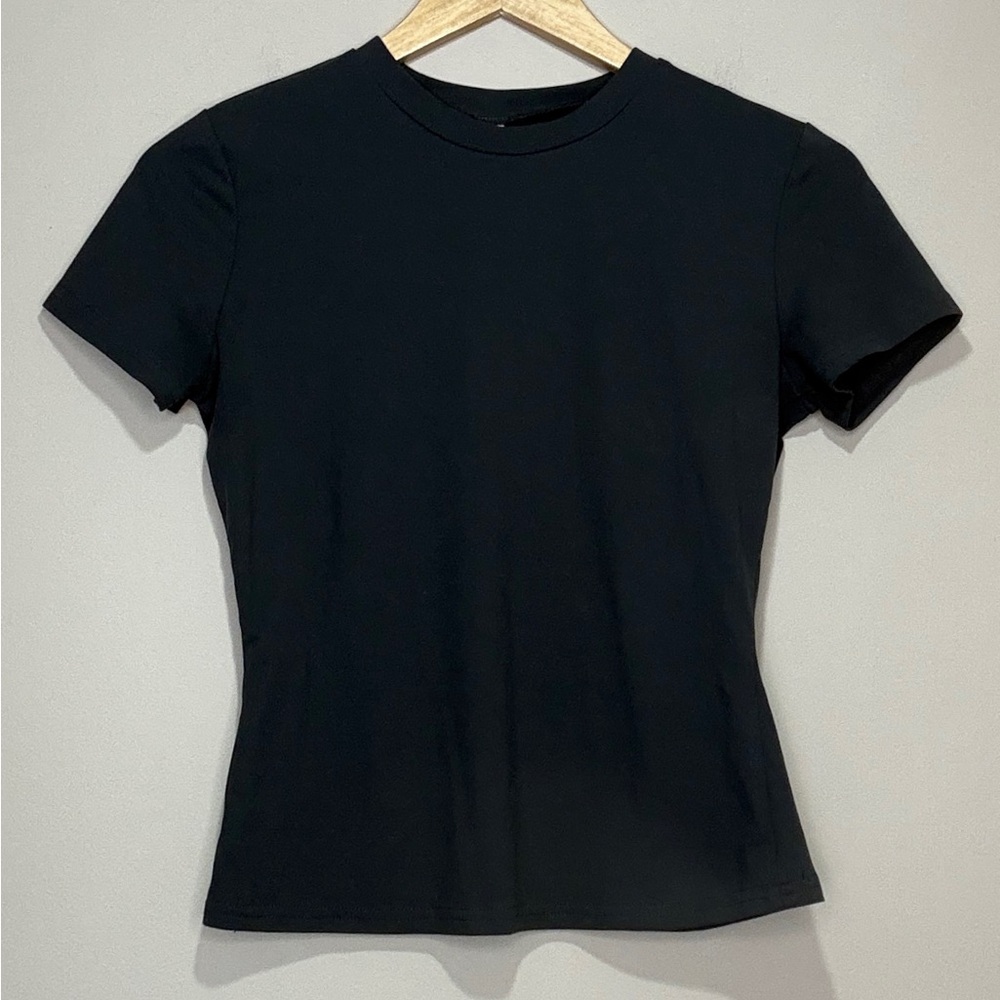 YOGINGO Womens Basic Short Sleeve Crew Neck T Shirt Slim Fit Tees Dark Gray